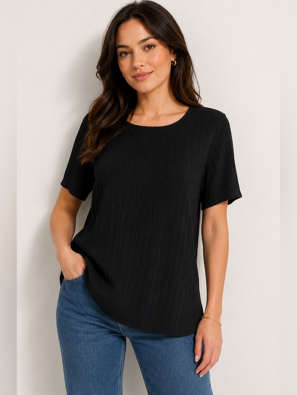 August Silk Black Crew Neck Sweater